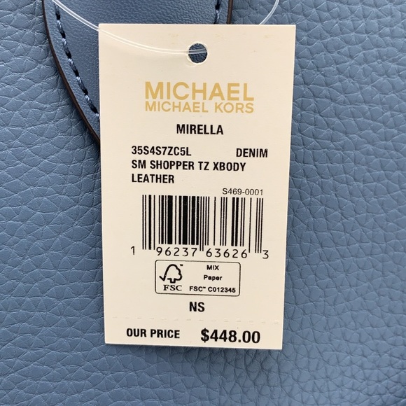 Michael Kors Mirella Small Pebbled Leather Shopper Top Zip Crossbody XBODY Tote - Picture 10 of 16